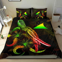 Tokelau Polynesian Bedding Set - Turtle With Blooming Hibiscus Reggae - Polynesian Pride