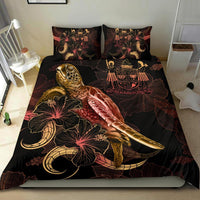 FiJi Polynesian Bedding Set - Turtle With Blooming Hibiscus Gold - Polynesian Pride