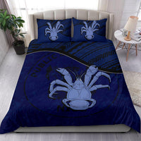 Niue Duvet Cover Set - Niue Coat Of Arms & Coconut Crab Dark Blue - Polynesian Pride