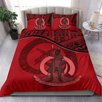 Vanuatu Duvet Cover Set - Vanuatu Coat Of Arms Red - Polynesian Pride