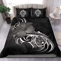Hawaiian Map Turtle Hibiscus Divise White Polynesian Bedding Set - Polynesian Pride