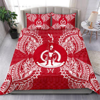 Polynesian Bedding Set - Vanuatu Duvet Cover Set Map Red White Red - Polynesian Pride