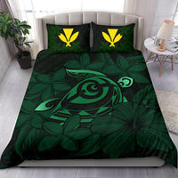 Hawaiian Turtle Hibiscus Plumeria Kanaka Polynesian Bedding Set Green - Soft Style - Polynesian Pride