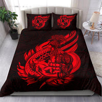 Polynesian Bedding Set - Tonga Duvet Cover Set Father And Son Red - Polynesian Pride