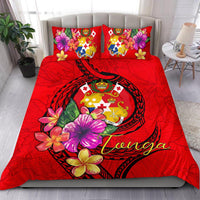Tonga Polynesian Bedding Set - Floral With Seal Red 3 Pieces Bedding Set Red - Polynesian Pride