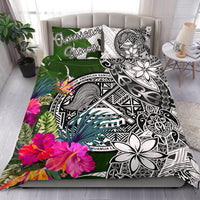 American Samoa Bedding Set White - Turtle Plumeria Banana Leaf White - Polynesian Pride