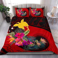 Papua New Guinea Bedding Set - Polynesian Hook And Hibiscus (Red) - Polynesian Pride