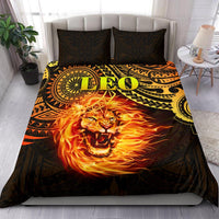 Sun In Leo Zodiac Bedding Set Polynesian Tattoo Unique Vibes - Polynesian Pride