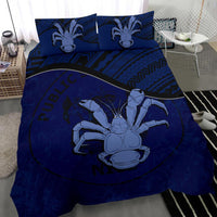 Niue Duvet Cover Set - Niue Coat Of Arms & Coconut Crab Dark Blue - Polynesian Pride