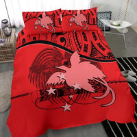 Papua New Guinea Duvet Cover Set - Papua New Guinea Flag & Coat Of Arms Red - Polynesian Pride