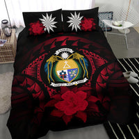 Nauru Duvet Cover Set - Nauru Coat Of Arms & Red Hibiscus - Polynesian Pride