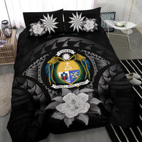 Nauru Duvet Cover Set - Nauru Coat Of Arms & Gray Hibiscus - Polynesian Pride