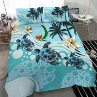Polynesian Duvet Cover Set - Pohnpei Bedding Set Blue Turtle Hibiscus - Polynesian Pride