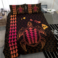 Hawaiian Map Kakau Turtle Polynesian Bedding Set - Orange - Polynesian Pride