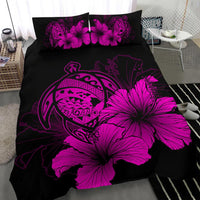 Hawaiian Map Hibiscus Turtle Polynesian Bedding Set - Pink - Polynesian Pride