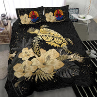 Polynesian Duvet Cover Set - Tahiti Bedding Set Turtle Hibiscus Gold Special - Polynesian Pride