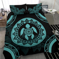 Turtle Hibiscus Polynesian Duvet Cover - Emerald Color - Polynesian Pride