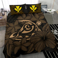 Hawaiian Turtle Hibiscus Plumeria Kanaka Polynesian Bedding Set Gold - Soft Style - Polynesian Pride