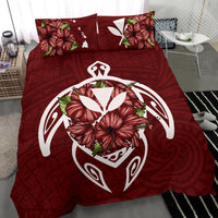 Hawaii Bedding Set - Hawaii Turtle Hibiscus Polynesian Bedding Set - Red Four - Polynesian Pride