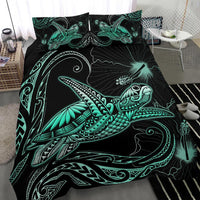 Turtle Polynesian Bedding Set Mix Hibiscus Turquoise - Polynesian Pride