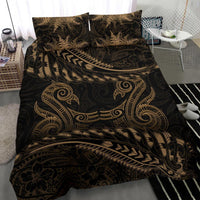 New Zealand Bedding Set Gold Manaia Maori - Silver Fern Duvet Cover - Polynesian Pride