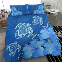 Hawaii Bedding Set - Hawaii Blue Hibiscus Turtle Polynesian Bedding Set - Polynesian Pride