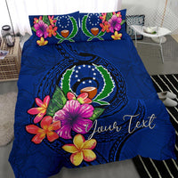 Micronesia Custom Personalised Bedding Set - Pohnpei Duvet Cover Set Floral With Seal Blue - Polynesian Pride