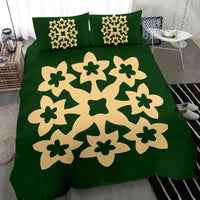 Hawaiian Bedding Set Royal Pattern - Green - A1 Style - Polynesian Pride