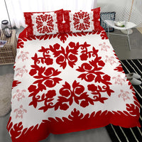 Hawaii Bedding Set - Hawaiian Quilt Plumeria Medallion Red - AH - Polynesian Pride