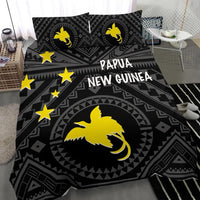 Papua New Guinea Bedding Set - Flag With Polynesian Patterns (Black) - Polynesian Pride
