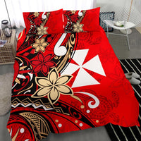 Wallis and Futuna Bedding Set - Tribal Flower With Special Turtles Red Color - Polynesian Pride