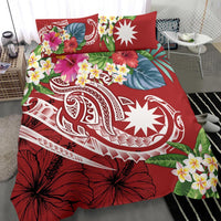 Nauru Polynesian Bedding Set - Summer Plumeria (Red) - Polynesian Pride