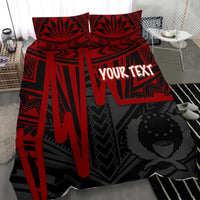 Pohnpei Personalised Bedding Set - Pohnpei Seal In Heartbeat Patterns Style (Red) - Polynesian Pride