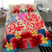 Hawaii Turtle Couple Hibiscus Valentine Pattern Bedding Set - Romance Style - AH - Polynesian Pride