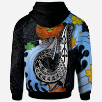Papua New Guinea Custom Hoodie Fish Hooks and Wave - Polynesian Pride