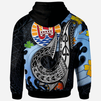 Tahiti Custom Hoodie Fish Hooks and Wave - Polynesian Pride