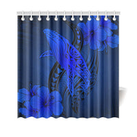 Hawaii Whale Swim Poly Shower Curtain - Blue - Polynesian Pride