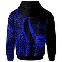 Tuvalu Zip up Hoodie Blue Tentacle Tribal Pattern - Polynesian Pride