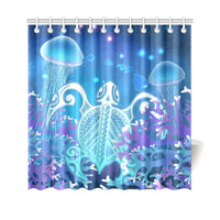 Hawaii Turtle Jellyfish Coral Galaxy Shower Curtain - Polynesian Pride