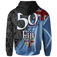 Fiji Zip Hoodie Fiji Day 50th Anniversary With Tapa Patterns - Polynesian Pride