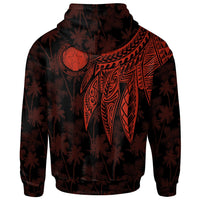 Northern Mariana Islands Polynesian Custom Zip up Hoodie Polynesian Wings Red - Polynesian Pride