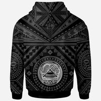 American Samoa Hoodie Seal In Polynesian Tattoo Style (Black) - Polynesian Pride