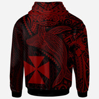 Wallis and Futuna Hoodie Humpback Whale & Coat of Arms Red - Polynesian Pride