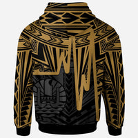Tahiti Custom Hoodie Tahiti Seal In Heartbeat Patterns Style (Gold) - Polynesian Pride