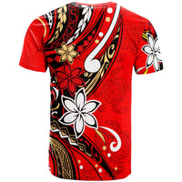 Northern Mariana Islands T Shirt Tribal Flower With Special Turtles Red Color - Polynesian Pride