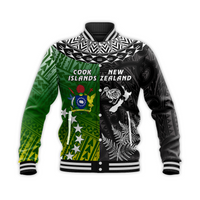 (Custom Personalised) Cook Islands Pattern and New Zealand Kiwi Baseball Jacket LT13 - Polynesian Pride