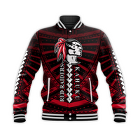 (Custom Personalised) Polynesian Red Raiders Baseball Jacket - Kahuku Hawaii School LT13 - Polynesian Pride