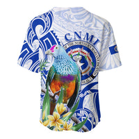 (Custom Personalised) Northern Mariana Islands Baseball Jersey Mariana Fruit Dove Mix Frangipani Flowers White LT13 - Polynesian Pride