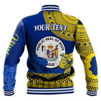 (Custom Personalised) Niue Hiapo Baseball Jacket Rock of Polynesia Tapa Niuean Crab Happy Day LT13 - Polynesian Pride