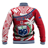 (Custom Personalised) Samoa Baseball Jacket Samoan Coat Of Arms With Coconut Red Style LT14 - Polynesian Pride